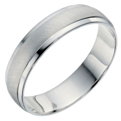 Men's Palladium 950 Matt & Polished 5mm Wedding Band H