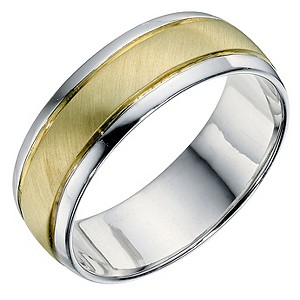 Silver & 9ct Yellow Gold Matt Wedding Band 7mm