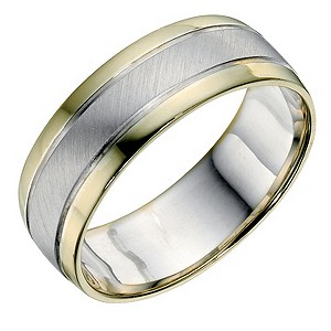 Men's Sterling Silver & 9ct Yellow Gold Matt 7mm Ring