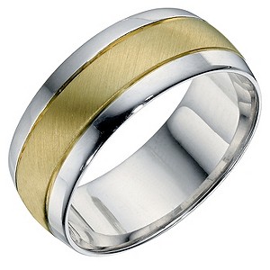Men's Sterling Silver & 9ct Yellow Gold Matt Ring 8mmMen's Sterling Silver & 9ct Yellow Gold Matt Ri
