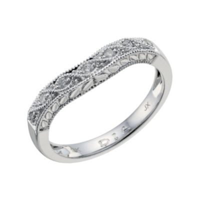 9ct white gold diamond set shaped wedding band