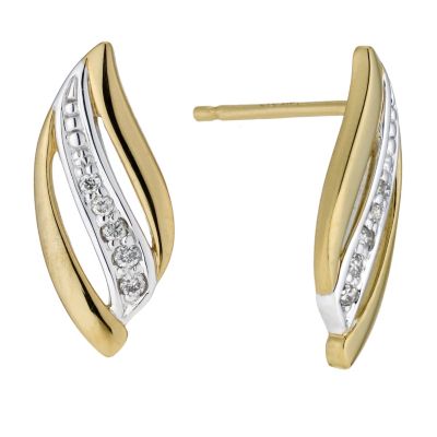 H Samuel 9ct Yellow Gold and Diamond Earrings