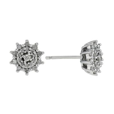 9ct White Gold 1/4 Carat Diamond Cluster Earrings