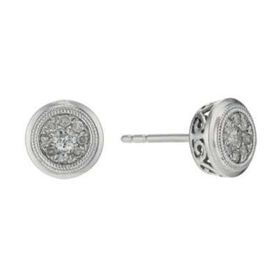 Argentium Silver 1/4 Carat Diamond Cluster Earrings - Product number 9207112