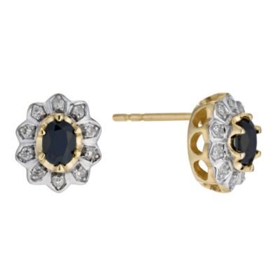 9ct Yellow Gold Sapphire and Diamond Cluster