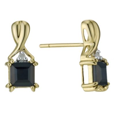 H Samuel 9ct Yellow Gold Sapphire and Diamond Earrings