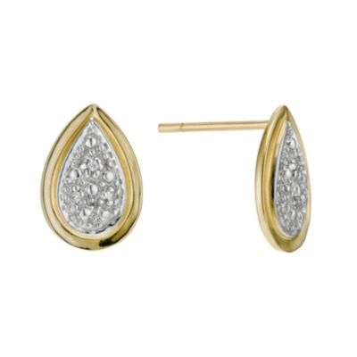 9ct Yellow Gold Diamond Teardrop Earrings - Product number 9207198