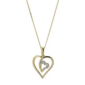 9ct Yellow Gold Diamond Heart Pendant