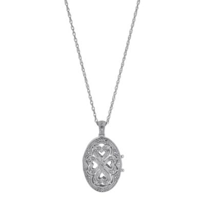 Sterling Silver Diamond Oval Locket