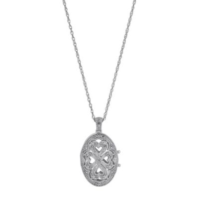 Sterling Silver Diamond Oval Locket