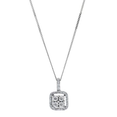 Sterling Silver and Diamond Square Pendant