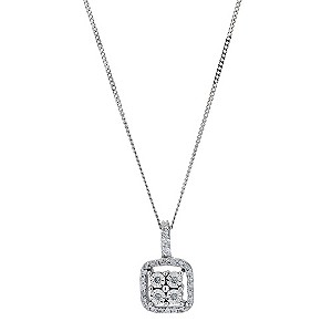 Sterling Silver and Diamond Square Pendant