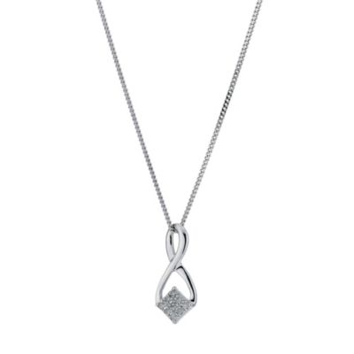9ct White Gold Diamond Swirl Pendant - Product number 9207309