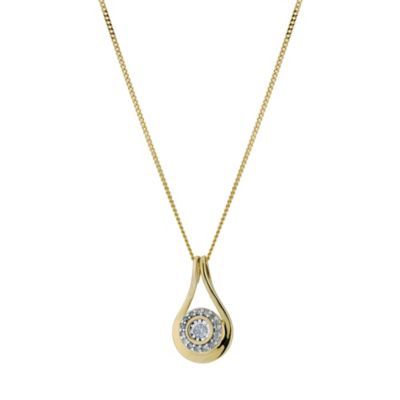 9ct Yellow Gold Diamond Swirl Pendant - Product number 9207341