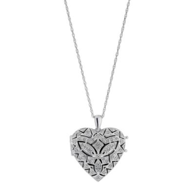 H Samuel Sterling Silver and Diamond Heart Locket