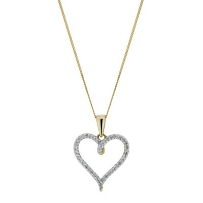 H Samuel 9ct Yellow Gold Diamond Heart Pendant