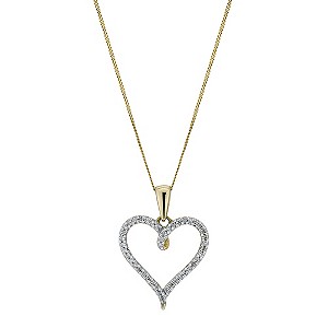 9ct Yellow Gold Diamond Heart Pendant