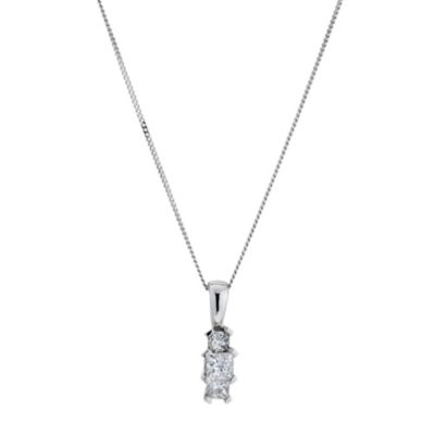 H Samuel 9ct White Gold and Diamond Trilogy Pendant