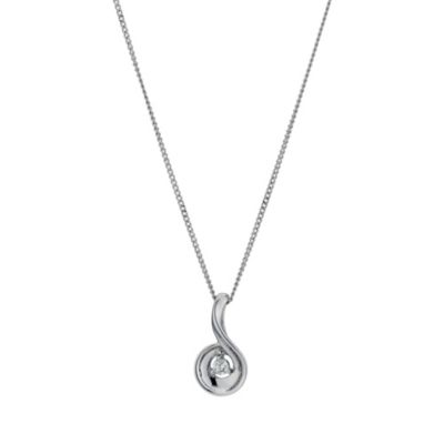 9ct White Gold Diamond Swirl Pendant - Product number 9207457