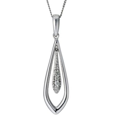 9ct White Gold Diamond Drop Pendant - Product number 9207473