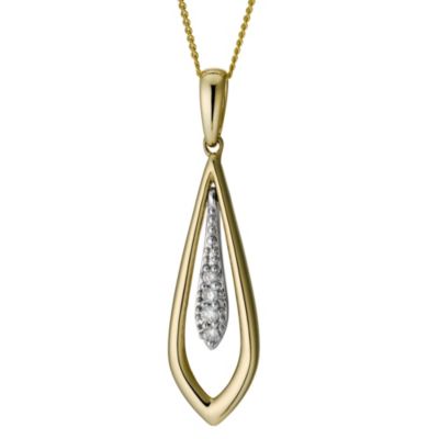 H Samuel 9ct Yellow Gold Diamond Drop Pendant