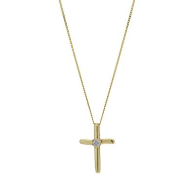 9ct Yellow Gold Diamond Cross