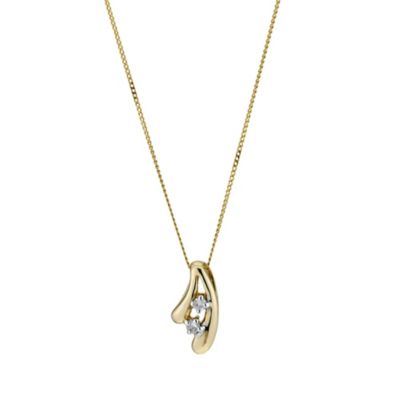 9ct Yellow Gold 2 Diamond Pendant