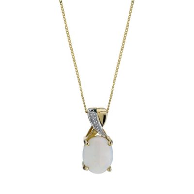 H Samuel 9ct Yellow Gold Opal Pendant