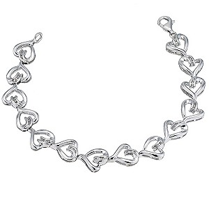 Silver Diamond Heart Bracelet