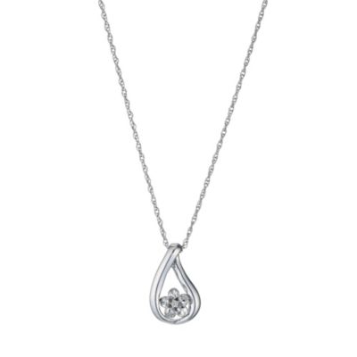 H Samuel Sterling Silver Diamond Flower Pendant