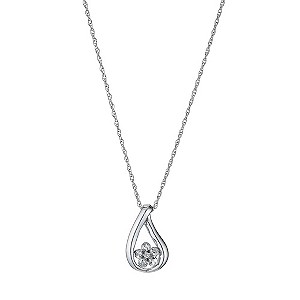 Forget Me Not Sterling Silver Diamond Flower Pendant