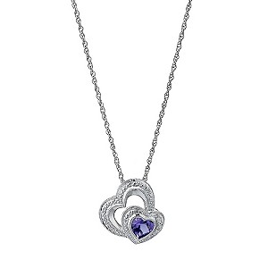 Silver Diamond & Amethyst Charm Pendant