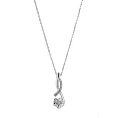 Sterling Silver Flower and Diamond Pendant