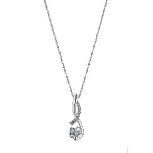 Forget Me Not Sterling Silver Flower and Diamond Pendant