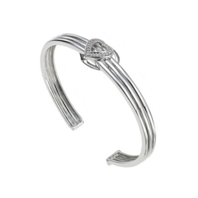 Sterling Silver Diamond Heart Bangle