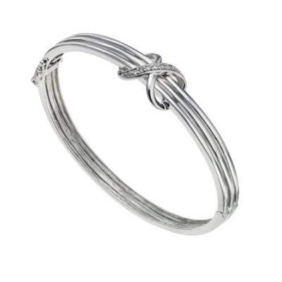 H Samuel Sterling Silver Diamond Kiss Bangle