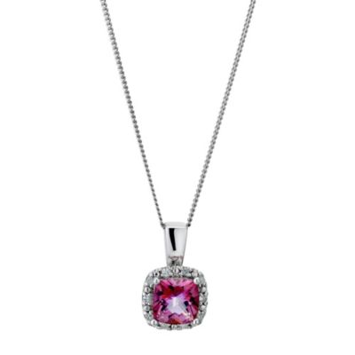 Silver Pink Topaz & Diamond Pendant - Product number 9207775