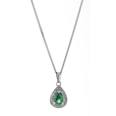 Silver Green Topaz Pear Shape Pendant - Product number 9207805