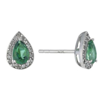 Silver Green Topaz Pear Shape Earrings - Product number 9207813