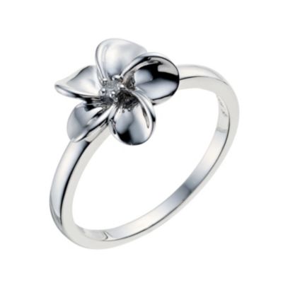 Forget Me Not Sterling Silver Diamond Flower Ring