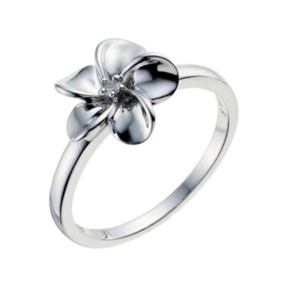 Sterling Silver Diamond Flower Ring