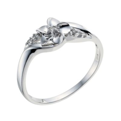 Forget me not Sterling Silver Diamond Twisted Shoulder Ring