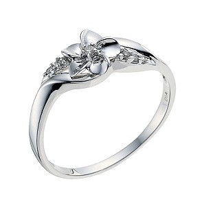 Sterling Silver Diamond Twisted Shoulder RingSterling Silver Diamond Twisted Shoulder Ring