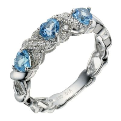 Silver Diamond & Blue Topaz Ring - Product number 9208402