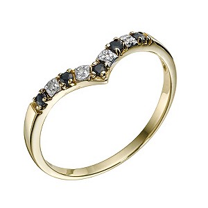 9ct Yellow Gold Sapphire & Diamond Wishbone Ring