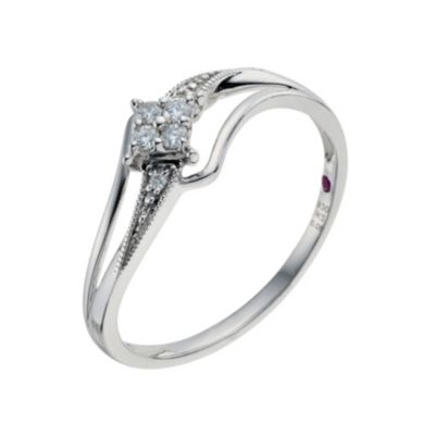 Silver & Diamond Cluster Ring - Product number 9210202