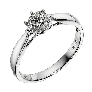 9ct White Gold Diamond Cluster Ring9ct White Gold Diamond Cluster Ring