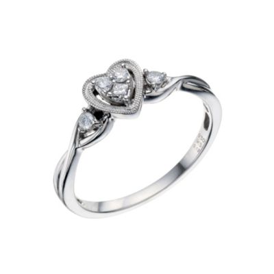 Silver & Diamond Heart Fashion Ring - Product number 9211535
