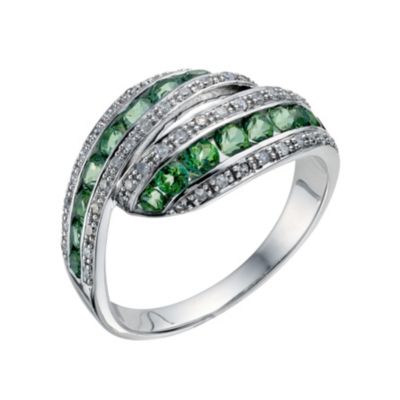 Silver Green Swarovski Topaz & Diamond Wrap Ring - Product number 9212418