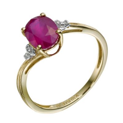 9ct Yellow Gold Ruby & Diamond Ring - Product number 9212531